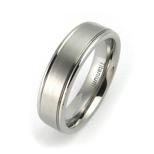 Brushed titanium hot sale wedding band