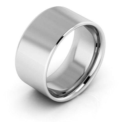 10K White Gold 10mm flat comfort fit wedding band - DELLAFORA