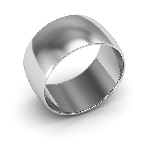 10K White Gold 10mm half round wedding band - DELLAFORA