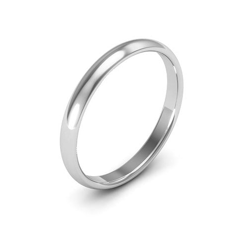 10K White Gold 2.5mm half round comfort fit wedding band - DELLAFORA