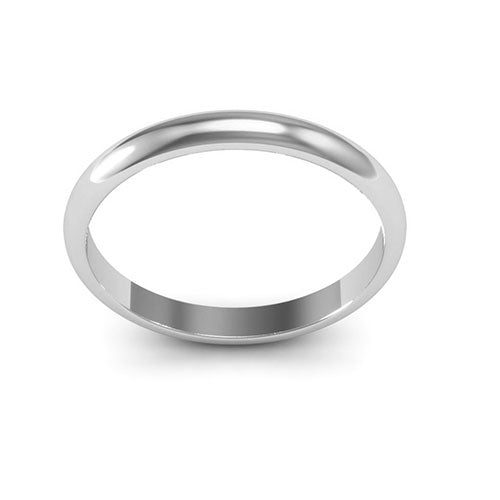 10K White Gold 2.5mm heavy weight half round wedding band - DELLAFORA