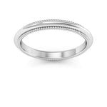 10K White Gold 2.5mm milgrain comfort fit wedding band - DELLAFORA