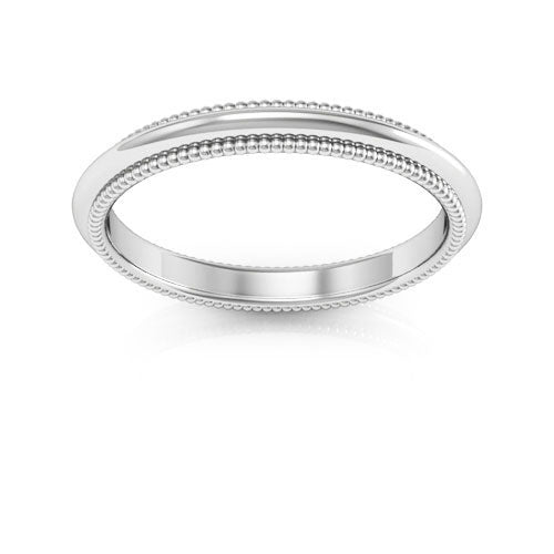 10K White Gold 2.5mm milgrain comfort fit wedding band - DELLAFORA