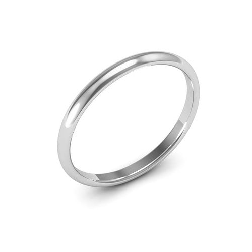 10K White Gold 2mm half round comfort fit wedding band - DELLAFORA