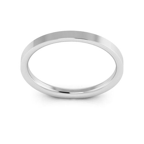 10K White Gold 2mm heavy weight flat comfort fit wedding band - DELLAFORA