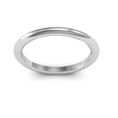 10K White Gold 2mm heavy weight half round comfort fit wedding band - DELLAFORA