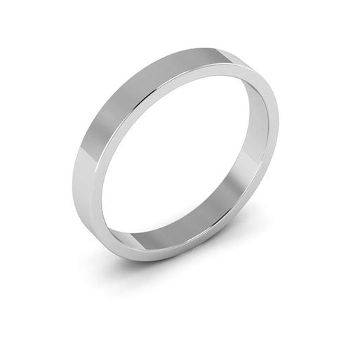 10K White Gold 3mm flat wedding band - DELLAFORA