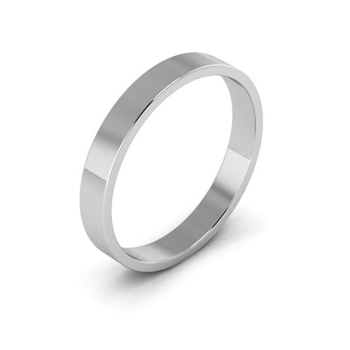 10K White Gold 3mm flat wedding band - DELLAFORA