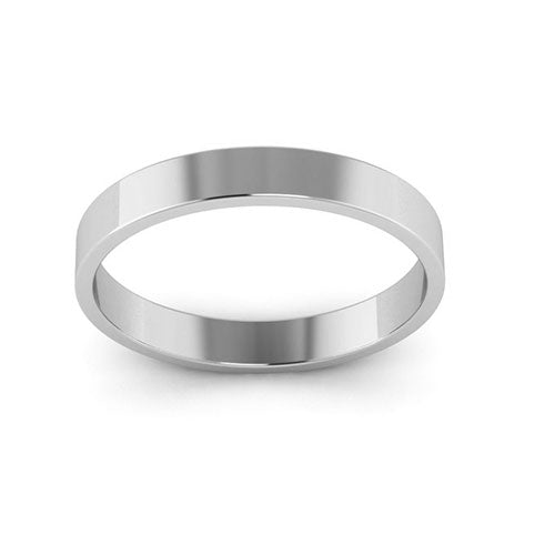 10K White Gold 3mm flat wedding band - DELLAFORA