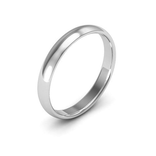 10K White Gold 3mm half round comfort fit wedding band - DELLAFORA