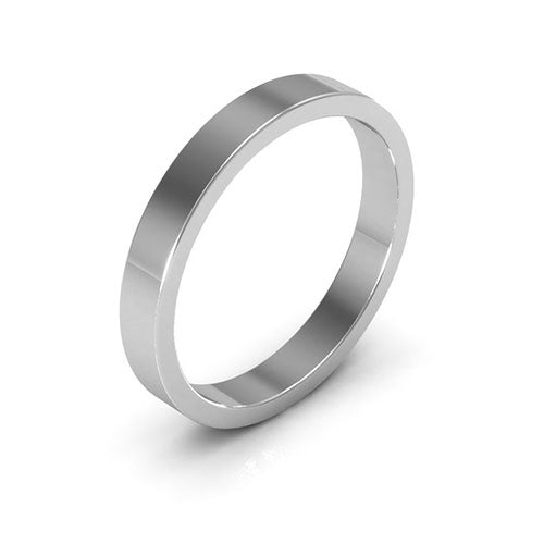 10K White Gold 3mm heavy weight flat wedding band - DELLAFORA