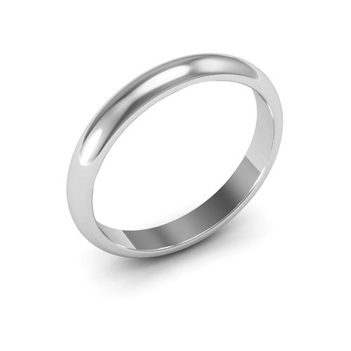 10K White Gold 3mm heavy weight half round wedding band - DELLAFORA