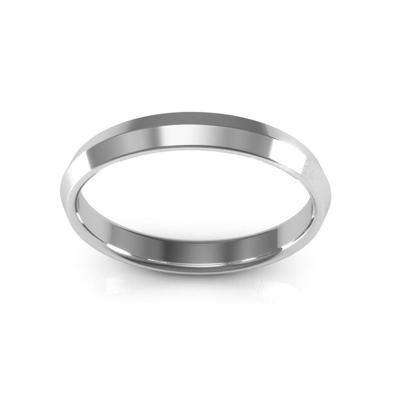 10K White Gold 3mm knife edge comfort fit wedding band - DELLAFORA