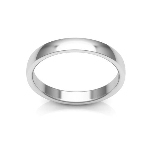 10K White Gold 3mm low dome comfort fit wedding band - DELLAFORA