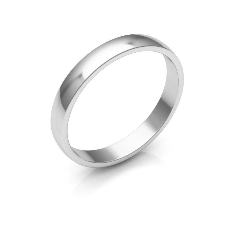 10K White Gold 3mm low dome wedding band - DELLAFORA