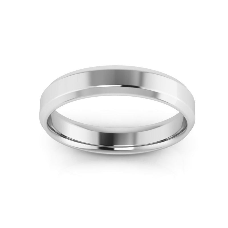 10K White Gold 4mm beveled edge comfort fit wedding band - DELLAFORA