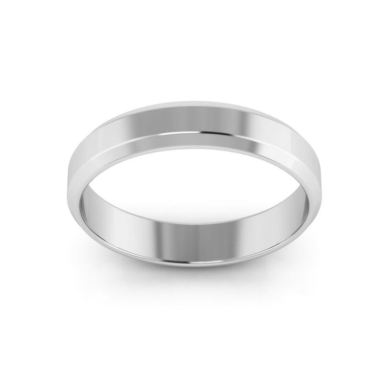 10K White Gold 4mm beveled edge wedding band - DELLAFORA