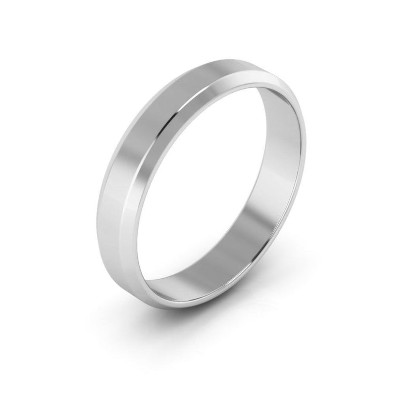 10K White Gold 4mm beveled edge wedding band - DELLAFORA