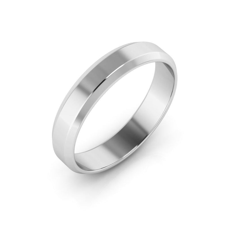 10K White Gold 4mm beveled edge wedding band - DELLAFORA