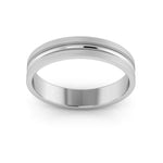 10K White Gold 4mm grooved design brushed wedding band - DELLAFORA