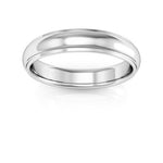 10K White Gold 4mm half round edge design comfort fit wedding band - DELLAFORA