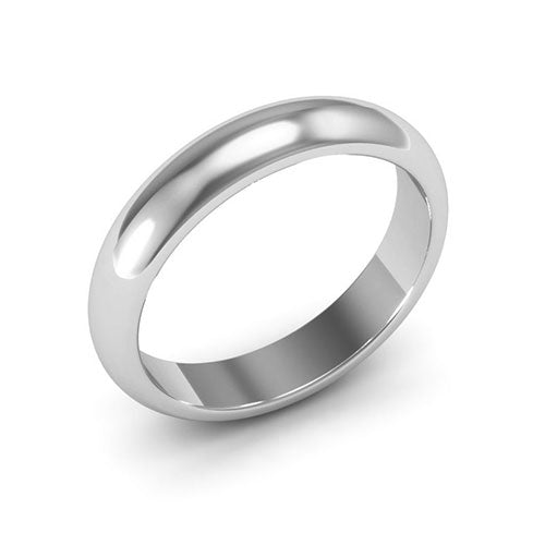 10K White Gold 4mm heavy weight half round wedding band - DELLAFORA