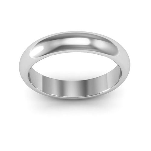 10K White Gold 4mm heavy weight half round wedding band - DELLAFORA