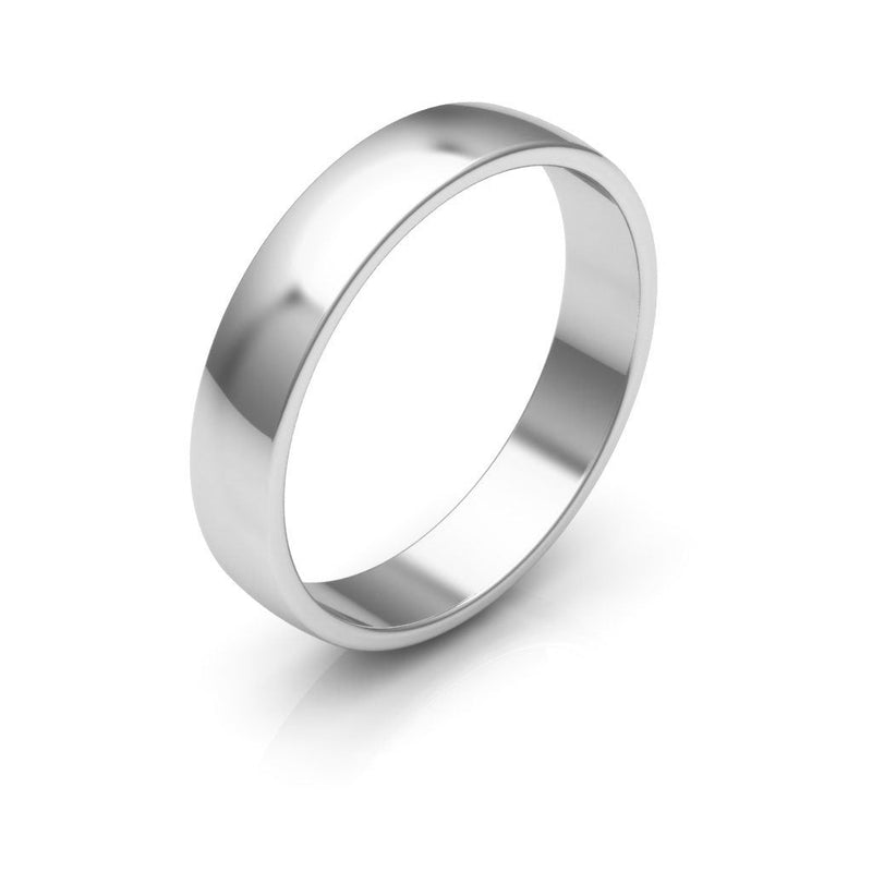 10K White Gold 4mm low dome wedding band - DELLAFORA