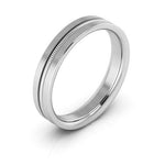 10K White Gold 4mm milgrain grooved design comfort fit wedding band - DELLAFORA