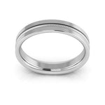 10K White Gold 4mm milgrain grooved design comfort fit wedding band - DELLAFORA