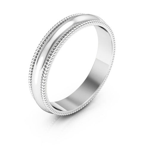 10K White Gold 4mm milgrain wedding band - DELLAFORA