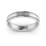 10K White Gold 4mm raised edge design comfort fit wedding band - DELLAFORA