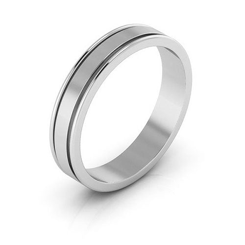 10K White Gold 4mm raised edge design wedding band - DELLAFORA