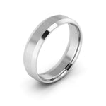 10K White Gold 5mm beveled edge comfort fit wedding band - DELLAFORA