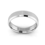 10K White Gold 5mm beveled edge satin center comfort fit wedding band - DELLAFORA