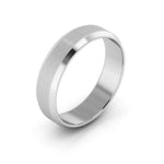 10K White Gold 5mm beveled edge satin center wedding band - DELLAFORA