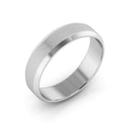 10K White Gold 5mm beveled edge satin center wedding band - DELLAFORA