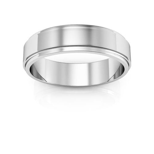 10K White Gold 5mm flat edge design wedding band - DELLAFORA