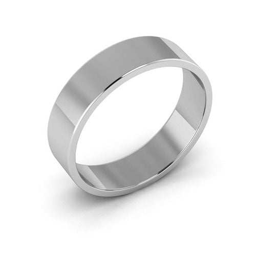 10K White Gold 5mm flat wedding band - DELLAFORA