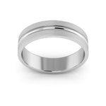 10K White Gold 5mm grooved design brushed wedding band - DELLAFORA