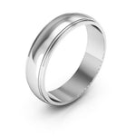 10K White Gold 5mm half round edge design wedding band - DELLAFORA