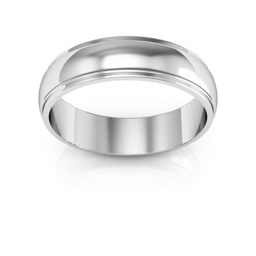 10K White Gold 5mm half round edge design wedding band - DELLAFORA