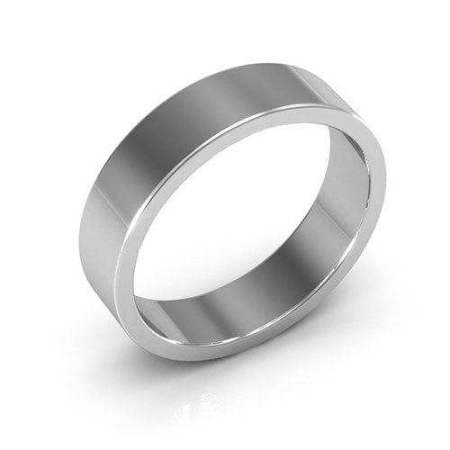 10K White Gold 5mm heavy weight flat wedding band - DELLAFORA