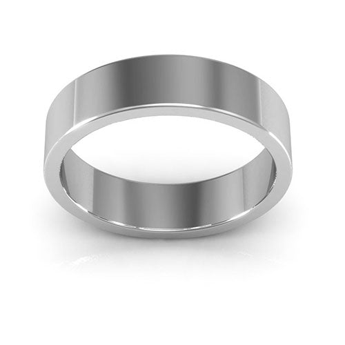 10K White Gold 5mm heavy weight flat wedding band - DELLAFORA