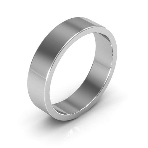 10K White Gold 5mm heavy weight flat wedding band - DELLAFORA