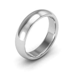 10K White Gold 5mm heavy weight half round comfort fit wedding band - DELLAFORA