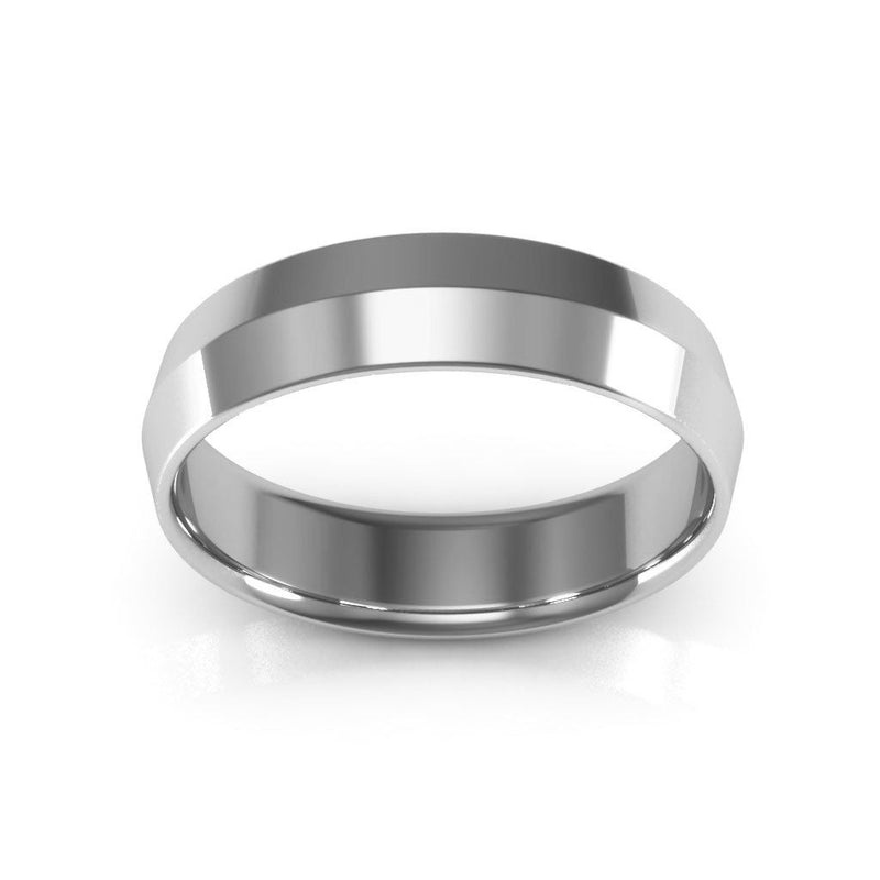 10K White Gold 5mm knife edge comfort fit wedding band - DELLAFORA