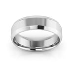 10K White Gold 6mm beveled edge comfort fit wedding band - DELLAFORA