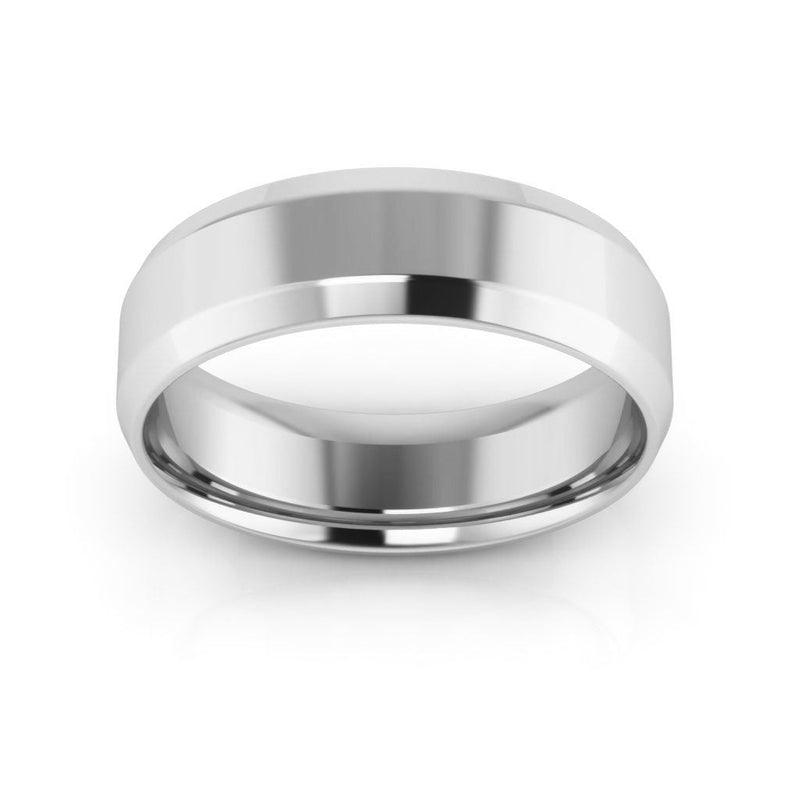 10K White Gold 6mm beveled edge comfort fit wedding band - DELLAFORA