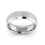 10K White Gold 6mm beveled edge satin center comfort fit wedding band - DELLAFORA